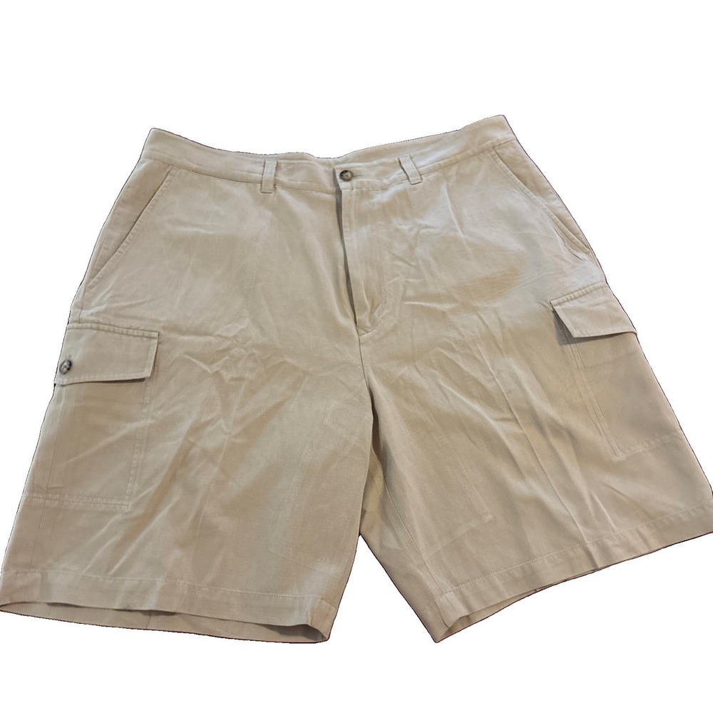 Pusser's Island Reserve Cargo Shorts Mens 36 Tan Silk Cotton Blend N14